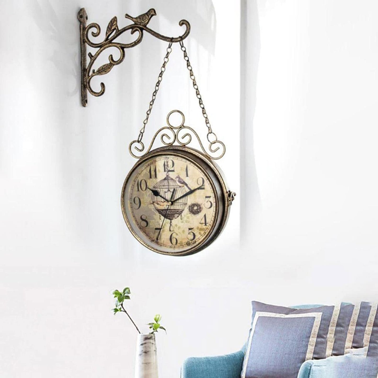 Large retro wall clock (double sided silent Quartz)