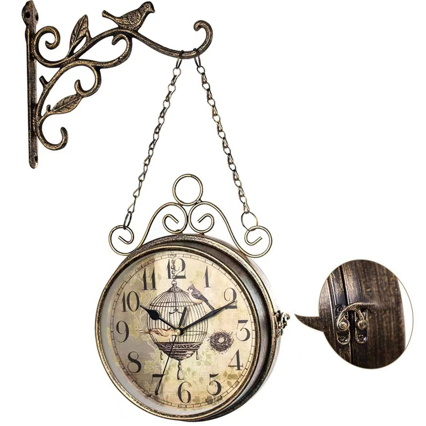 Large retro wall clock (double sided silent Quartz)