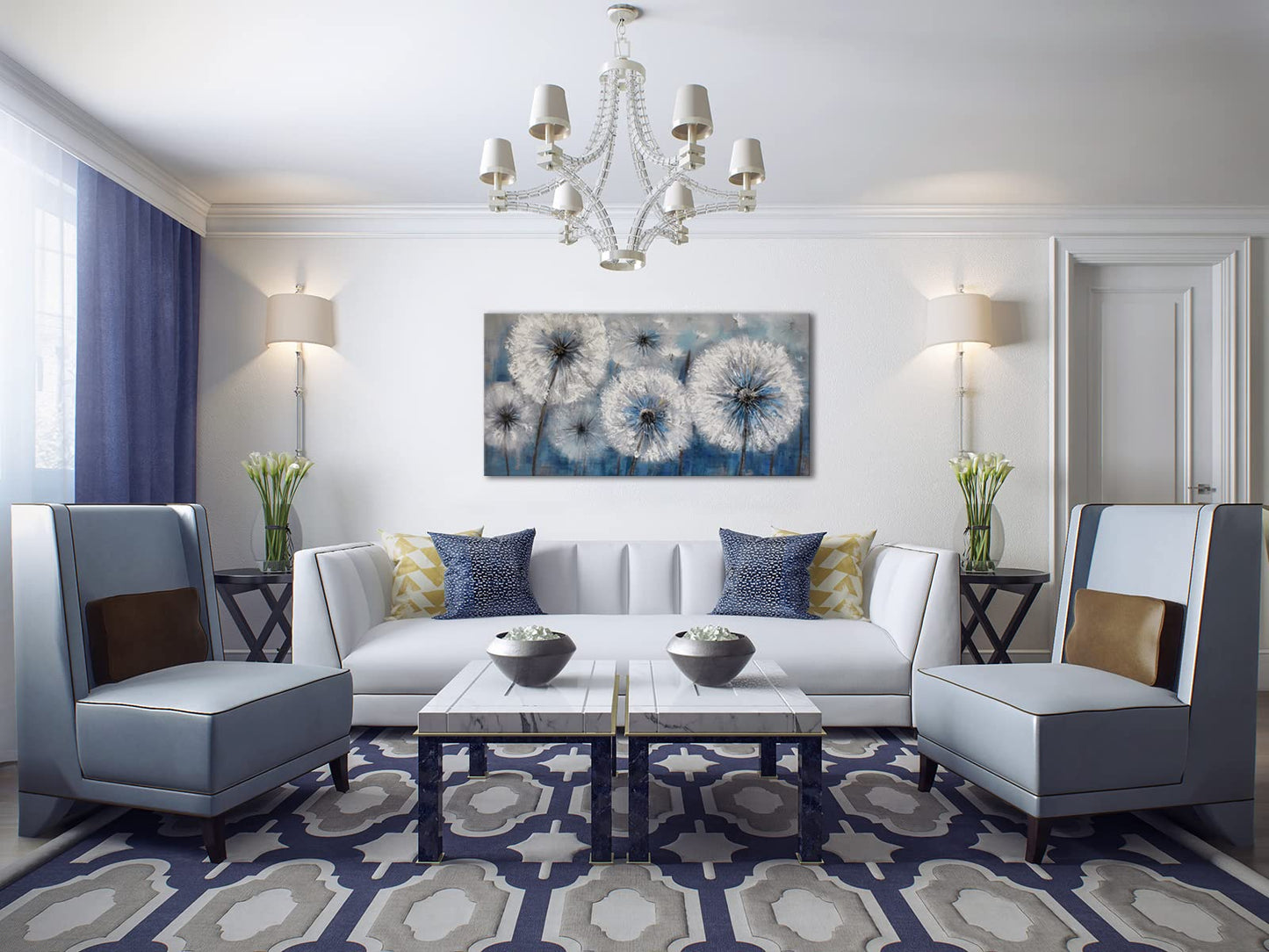 A special pop of color: Large dandelion wall art