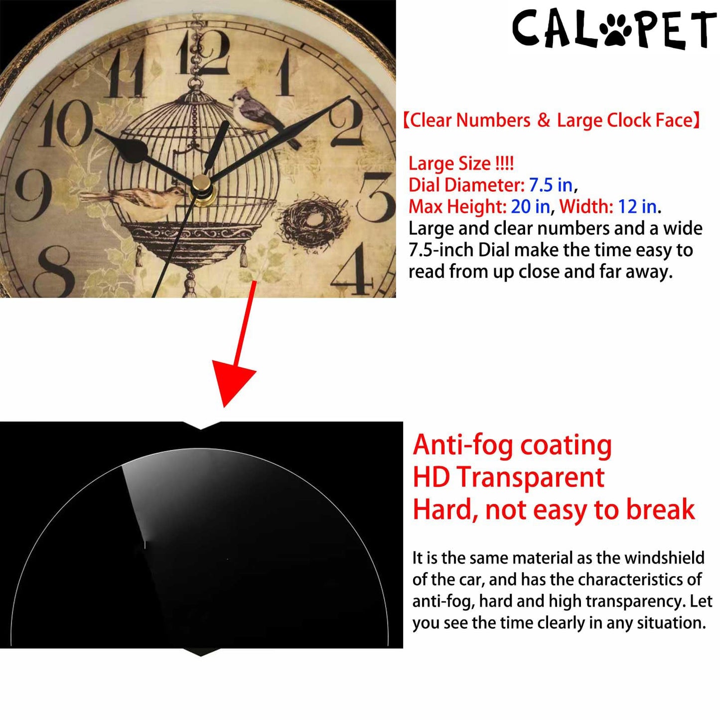 Large retro wall clock (double sided silent Quartz)